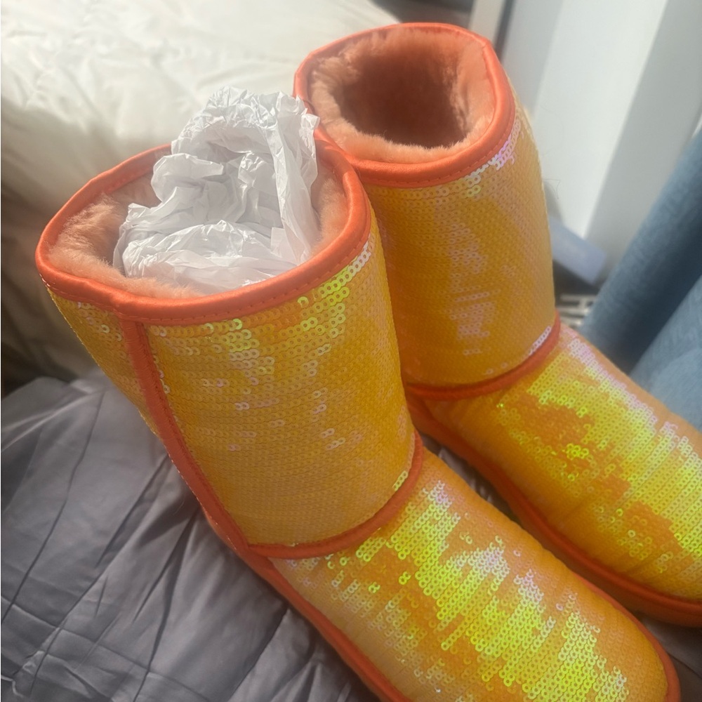 UGG Sequin Yellow and Orange Short Boots